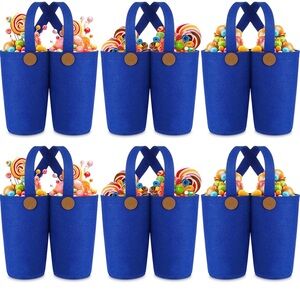 Set of 6 Blue Pants-Style Felt Bags – Party Favor Gift Bags for Candy, Treats